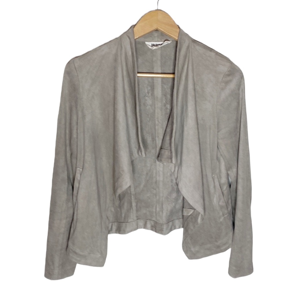 BB Dakota grey drape faux suede jacket size M